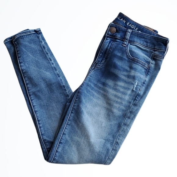 American Eagle Outfitters Denim - American Eagle Distressed Super Stretch Blue Jean Jegging Size 4 Waist